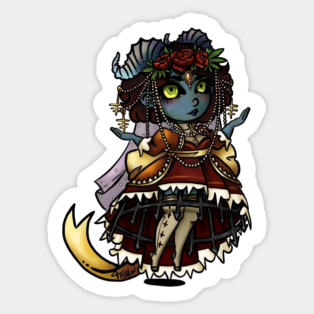 Demon in Pearls and Lace Sticker by Labrattish